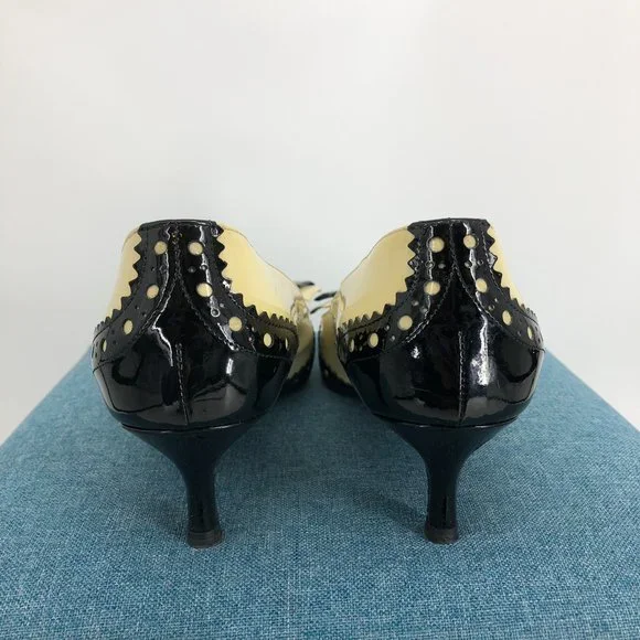 Miu Miu Two Tone Patent Leather Double Bow Pointed Toe kitten heels Size 6.5 - Picture 3 of 16